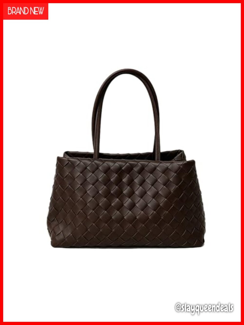 Woven Vegan Leather Tote Bag Large Capacity Hobo Shoulder Handbag with Zipper